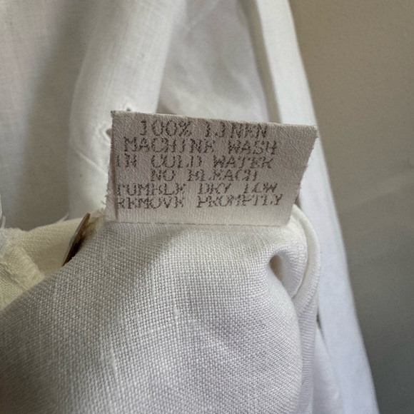 Johnny Was Vintage White Collared Linen Shirt with Floral Details, Size L - Picture 6 of 16